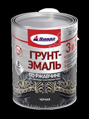 Грунтовка Диола Д-520 грунт-эмаль 3 в 1 по ржавчине черный 0,8кг
