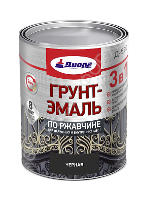 Грунтовка Диола Д-520 грунт-эмаль 3 в 1 по ржавчине черный 1,7кг